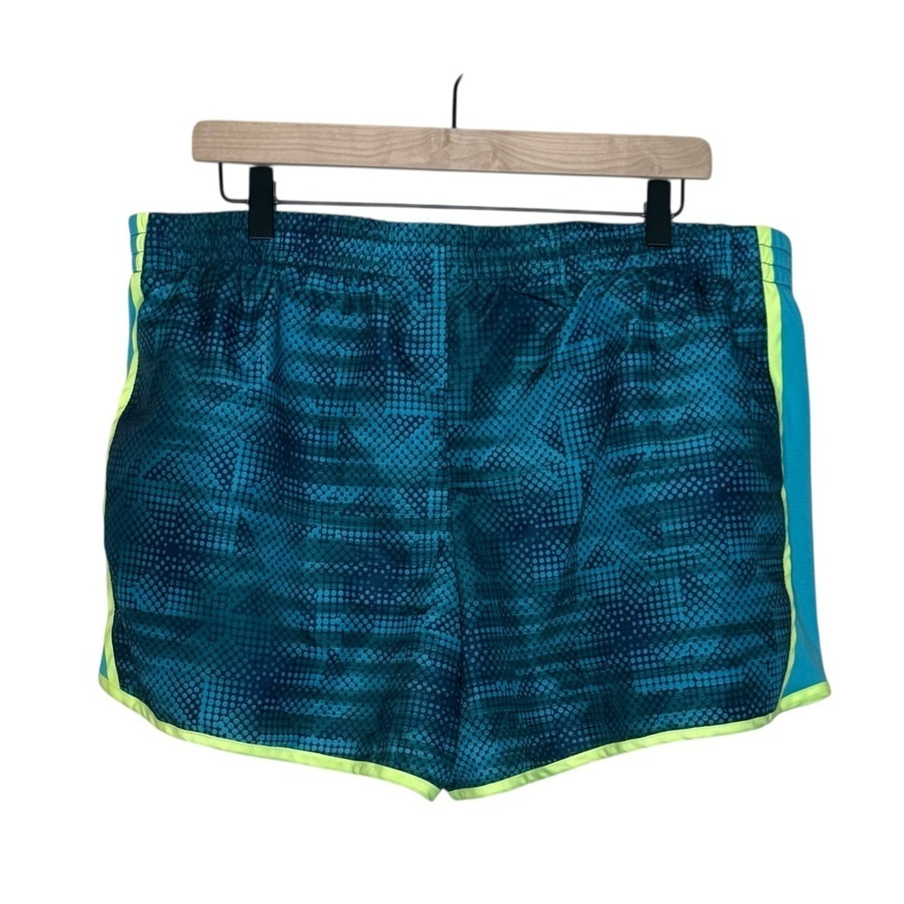 Danskin Now Blue and Green Printed Women's Shorts with side stripes XL - Picture 4 of 7
